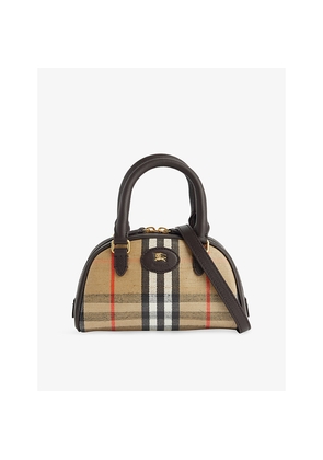 Womens Burberry Highlands Mini Bowling Canvas Top-Handle Bag