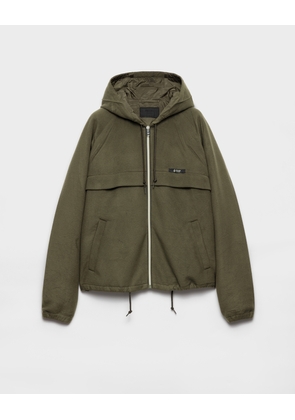 Hooded technical fabric blouson jacket