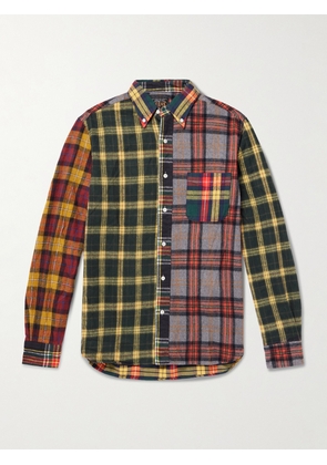 Beams Plus - Patchwork Checked Cotton-Flannel Shirt - Men - Yellow - S