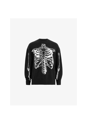 Mens Allsaints Skelli Graphic-Print Long-Sleeve Wool-Blend Jumper