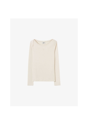 Womens Claudie Pierlot Logo-Embroidered Long-Sleeve T-Shirt