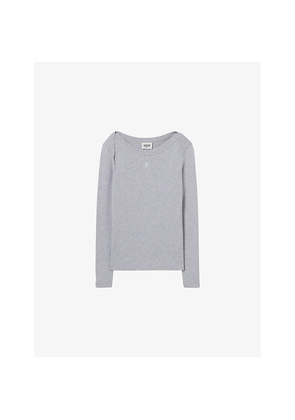 Womens Claudie Pierlot Logo-Embroidered Long-Sleeve T-Shirt