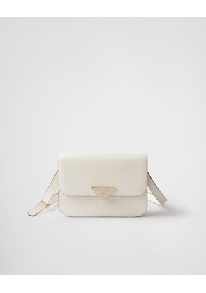 Saffiano leather flap shoulder bag