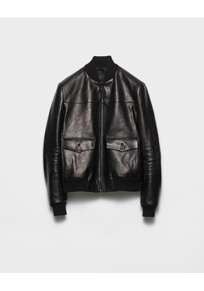 Leather bomber jacket