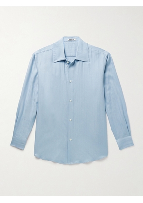 Auralee - Herringbone Cotton and Cashmere-Blend Shirt - Men - Blue - 3