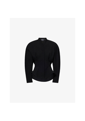 Womens Mugler Textured Cinched-Waist Wool Jacket