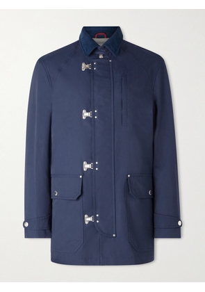 Brunello Cucinelli - Corduroy-Trimmed Cotton-Blend Field Jacket - Men - Blue - IT 46