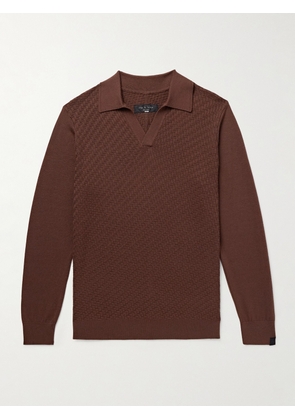 Rag & Bone - Charles Johnny Slim-Fit Textured-Knit Wool Polo Sweater - Men - Brown - S