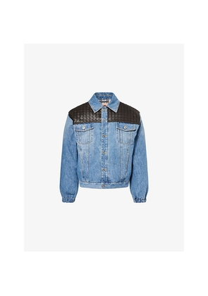 Mens Bottega Veneta Vintage Woven-Panels Denim Jacket