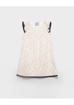 Floral print cotton batiste mini-dress