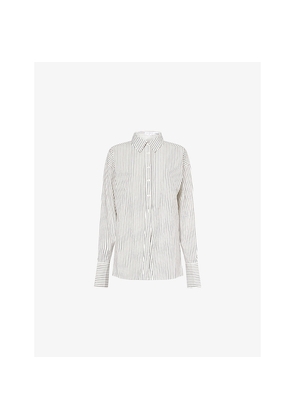 Womens Good American Tie-Back Striped Stretch-Cotton Shirt