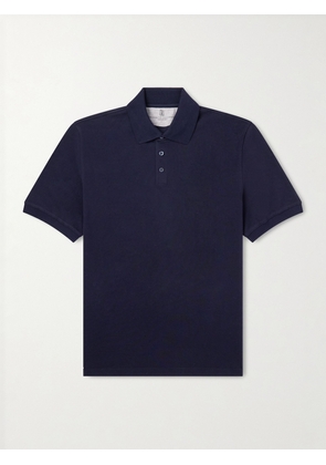 Brunello Cucinelli - Cotton-Piqué Polo Shirt - Men - Blue - XS