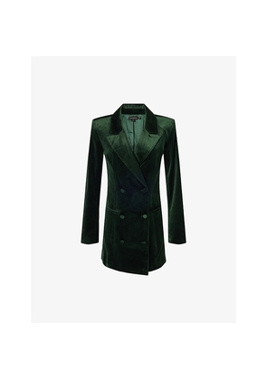 Womens Good American Exec Velvet Double-Breasted Stretch-Cotton Blend Mini Dress