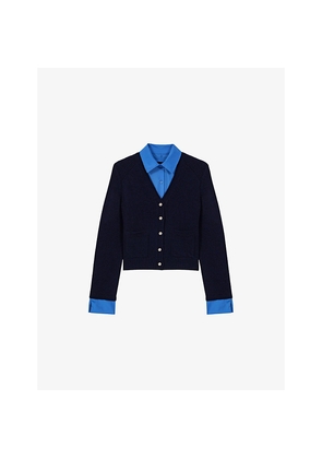 Womens Maje Short Two-In-One Wool Cardigan