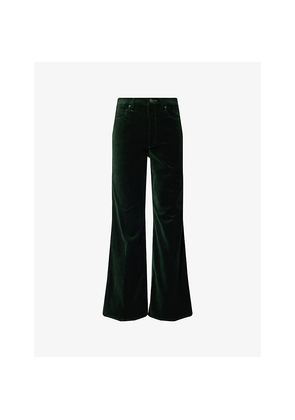 Womens Good American Good Waist Palazzo Velvet Stretch-Cotton Blend Trousers