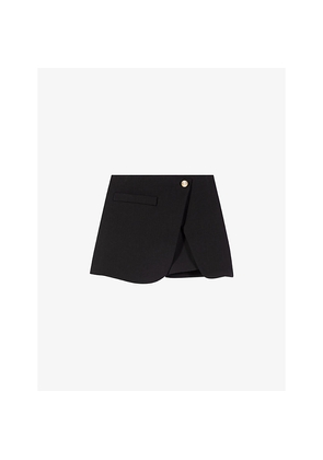 Womens Maje Wrap Mid-Rise Stretch-Woven Shorts