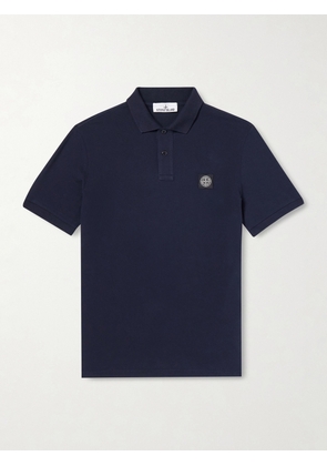 Stone Island - Logo-Appliquéd Cotton-Blend Piqué Polo Shirt - Men - Blue - S