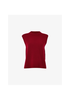 Womens Whistles Round-Neck Regular-Fit Wool Vest