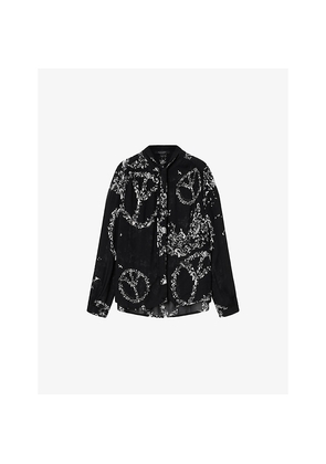 Womens Allsaints Hilda Graphic-Print Long-Sleeve Woven Shirt