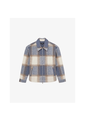 Mens Reiss Morton Checked Zip-Up Woven Overshirt