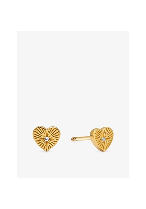 Astley Clarke Biography Heart 18ct Yellow Gold Vermeil and White Sapphire Stud Earrings