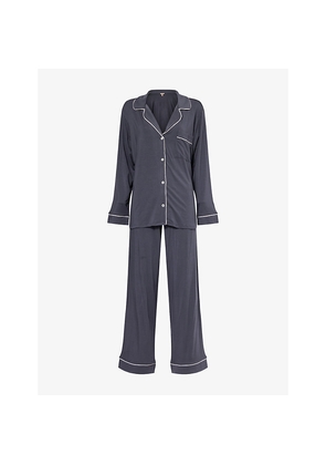 Womens Eberjey Gisele Contrast-Piping Stretch-Woven Pyjama Set