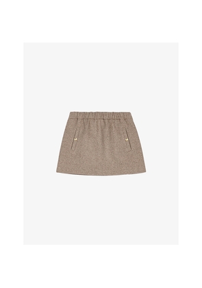 Womens Maje Elasticated-Waist Mid-Rise Wool-Blend Mini Skirt