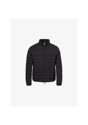 Mens Emporio Armani Badge-Embroidered Funnel-Neck Shell-Down Jacket