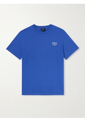 A.P.C. - Logo-Embroidered Cotton-Jersey T-Shirt - Men - Blue - XS