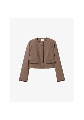 Womens Claudie Pierlot Houndstooth Cropped Stretch-Woven Jacket