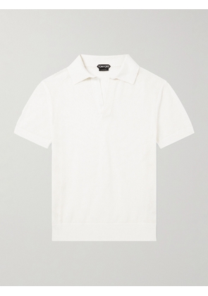 TOM FORD - Open-Knit Sea Island Cotton and Silk-Blend Polo Shirt - Men - White - IT 46