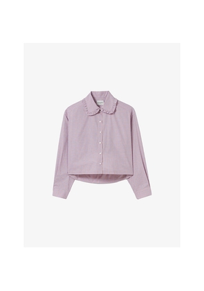 Womens Claudie Pierlot Checked Frill-Collar Cotton-Poplin Shirt