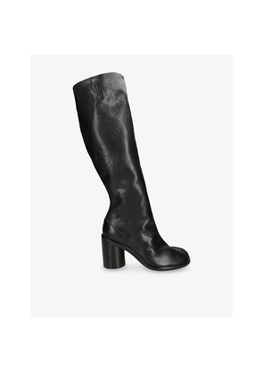 Womens Maison Margiela Tabi Leather Heeled Knee-High Boots