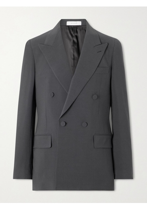 UMIT BENAN - Richard Double-Breasted Silk and Wool-Blend Blazer - Men - Gray - IT 46