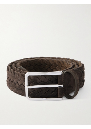 Canali - 4cm Woven Suede Belt - Men - Brown - EU 80