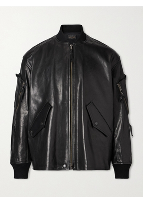 Beams Plus - Leather Bomber Jacket - Men - Black - S