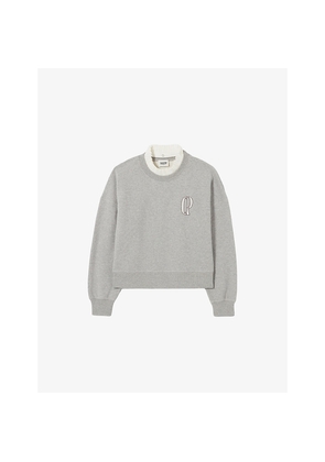 Womens Claudie Pierlot Branded Victorian-Collar Cotton-Blend Sweatshirt