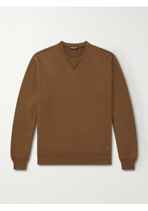 TOM FORD - Logo-Embroidered Cotton-Jersey Sweatshirt - Men - Brown - IT 46