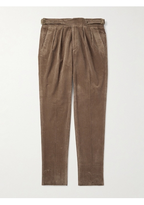 Rubinacci - Manny Straight-Leg Pleated Cotton Trousers - Men - Brown - IT 46