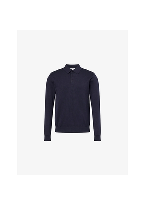 Mens Arne Regular-Fit Long-Sleeves Cotton-Knit Polo Shirt