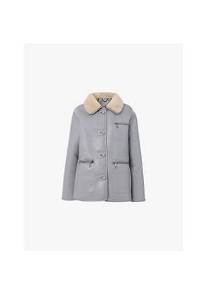 Womens Whistles Angelina Contrast-Collar Faux-Fur Jacket