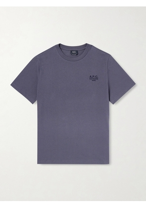 A.P.C. - Logo-Embroidered Cotton-Jersey T-Shirt - Men - Purple - XS