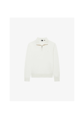 Mens The Kooples Half-Zip Brand-Embroidered Wool-Blend Sweatshirt