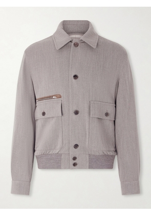 Dunhill - Suede-Trimmed Wool Jacket - Men - Neutrals - S