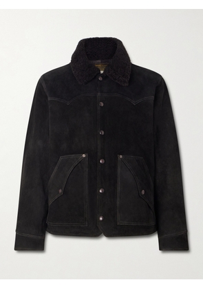RRL - Shearling-Trimmed Suede Jacket - Men - Black - S