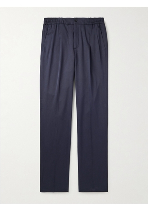 Rubinacci - Leisure Straight-Leg Pleated Silk-Twill Trousers - Men - Blue - IT 46