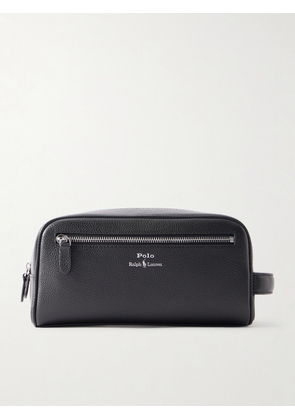 Polo Ralph Lauren - Logo-Print Full-Grain Leather Washbag - Men - Black