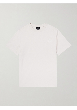 A.P.C. - Logo-Embroidered Cotton-Jersey T-Shirt - Men - Neutrals - XS
