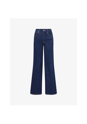 Womens Good American Good Waist Palazzo Wide-Leg Stretch-Denim Blend Jeans