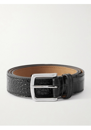 George Cleverley - 3cm Croc-Effect Leather Belt - Men - Black - UK/US 30